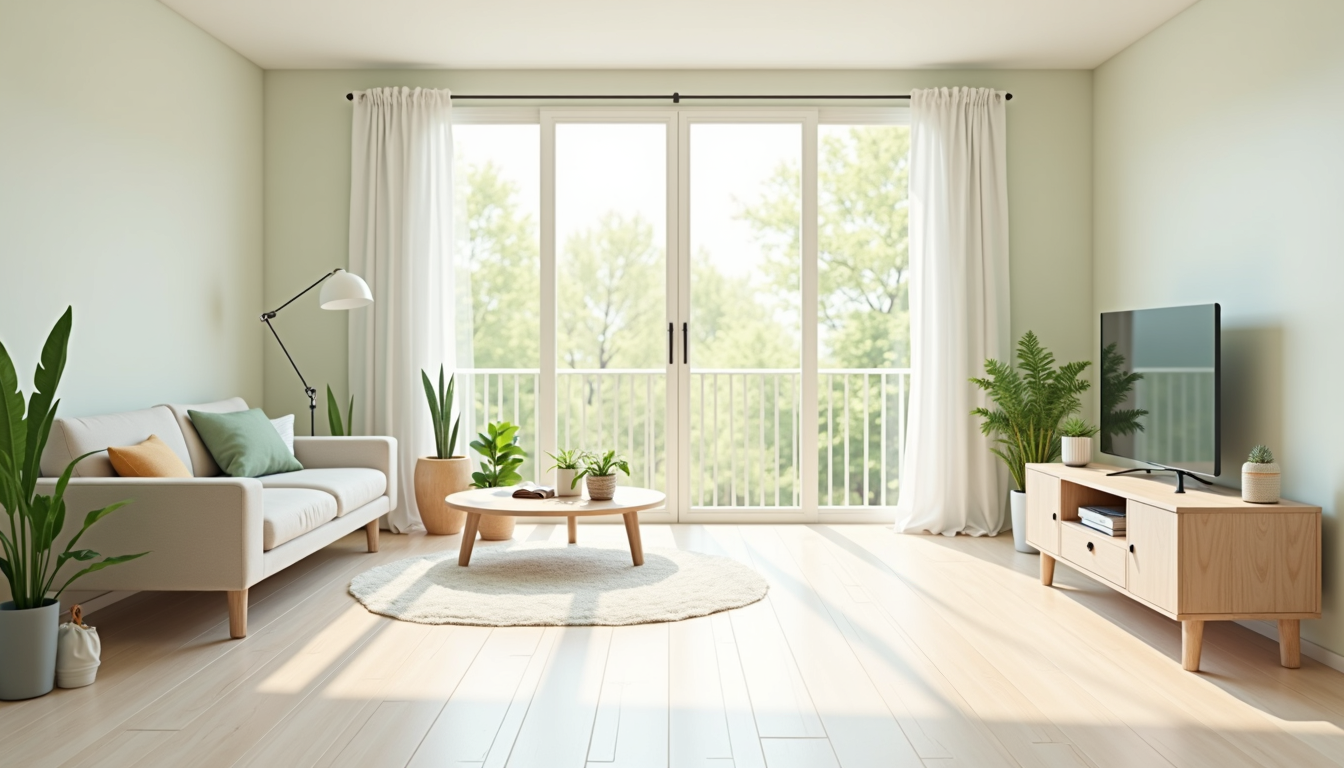 spotless pest-free living room with natural light and clean floors, representing professional pest control service