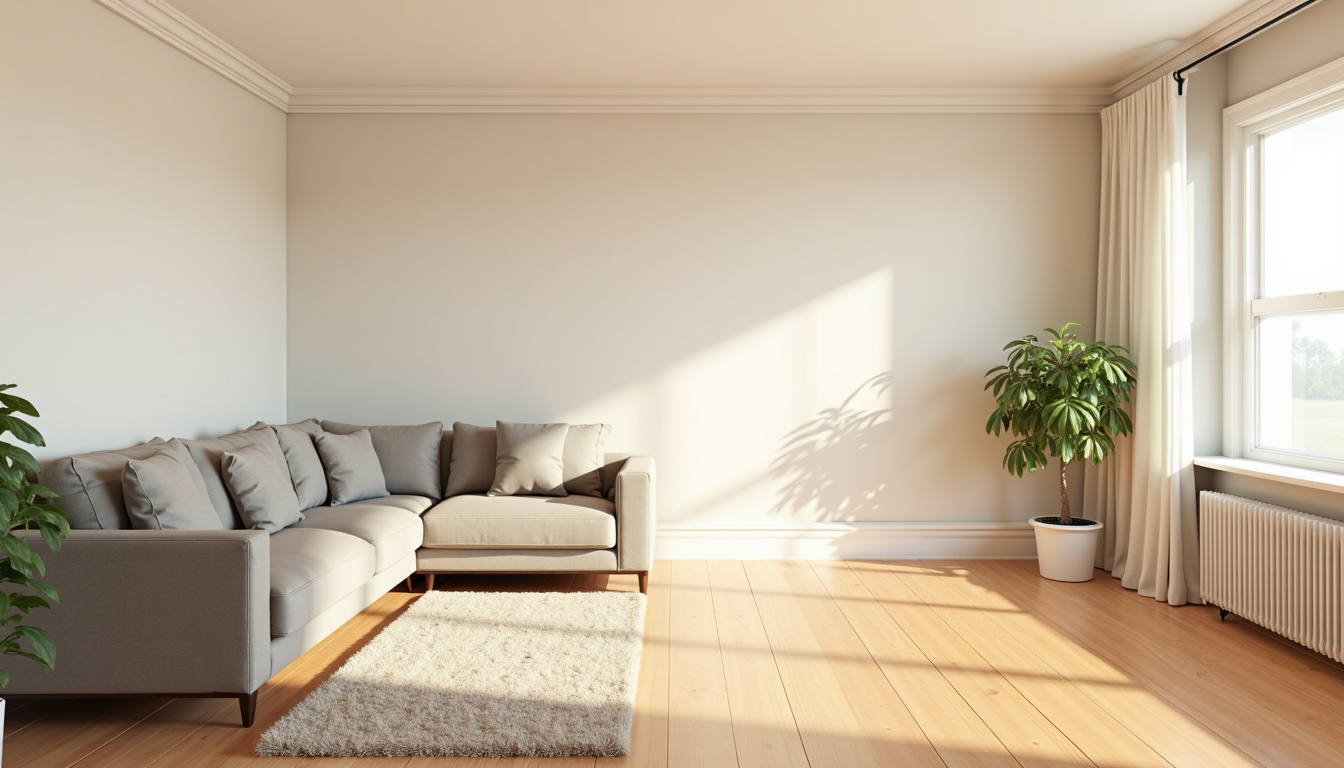 Termite-free living room with spotless wood flooring and pristine baseboards after professional termite control service